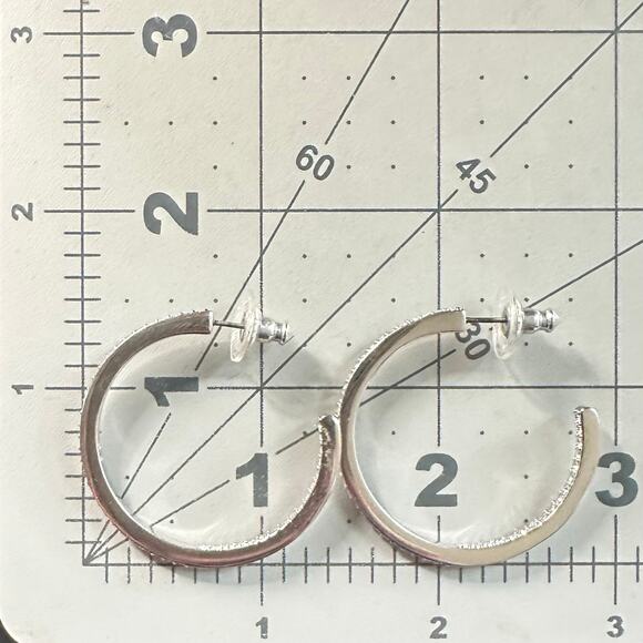 Swarovski Swan silver tone clear Austrian crystals hoop hoops post earrings - Picture 8 of 8